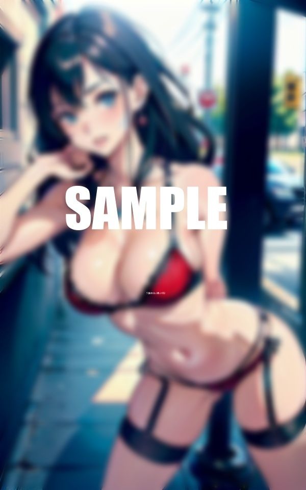 サンプル画像6:爆乳過ぎるガーターベルト美熟女たち街でストリートで男漁り(AI美女LABO.27) [d_532320]