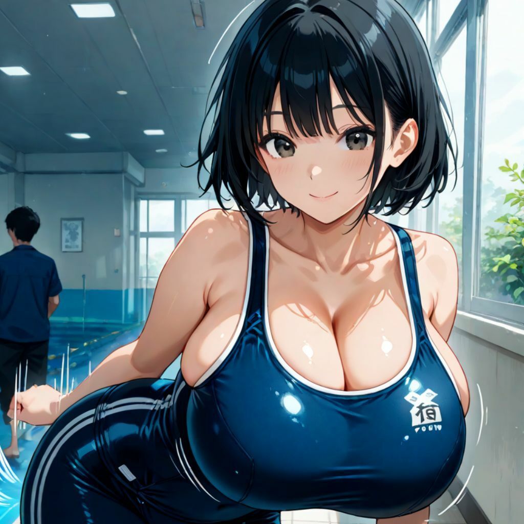 サンプル画像1:即ハメ学園 スク水爆乳編〜そんなに興奮してるの？〜(ピザまんじゅう) [d_532407]