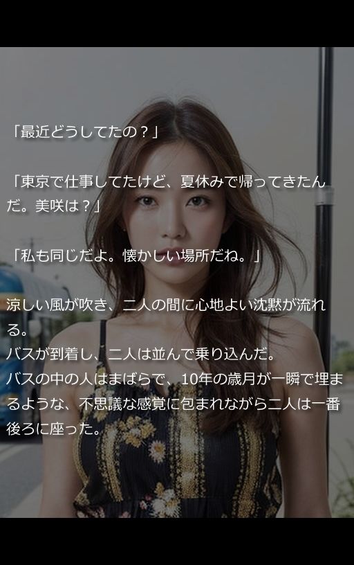 サンプル画像2:【官能小説型写真集】バス停で出会った幼なじみ〜10年ぶりの再会が運命を変える夏物語（全189ページ）(AIPhoto出版) [d_532717]