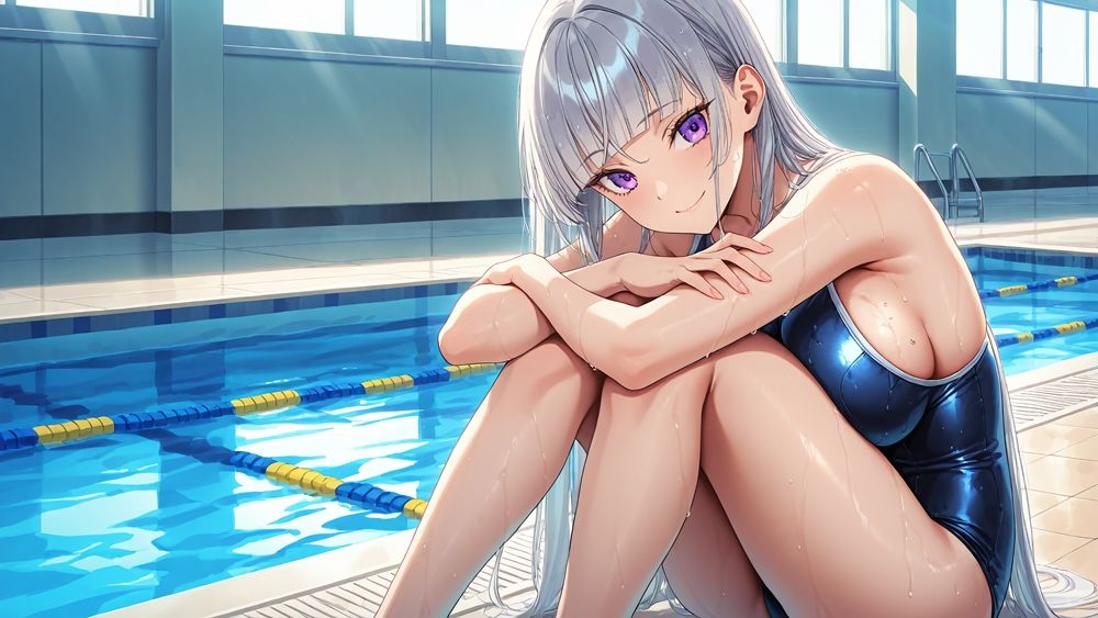 サンプル画像4:銀髪部長と茶髪後輩を放課後プールで服従させた件【4K】【FANZA専売】(ニート印刷所) [d_533027]