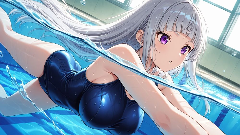 サンプル画像6:銀髪部長と茶髪後輩を放課後プールで服従させた件【4K】【FANZA専売】(ニート印刷所) [d_533027]