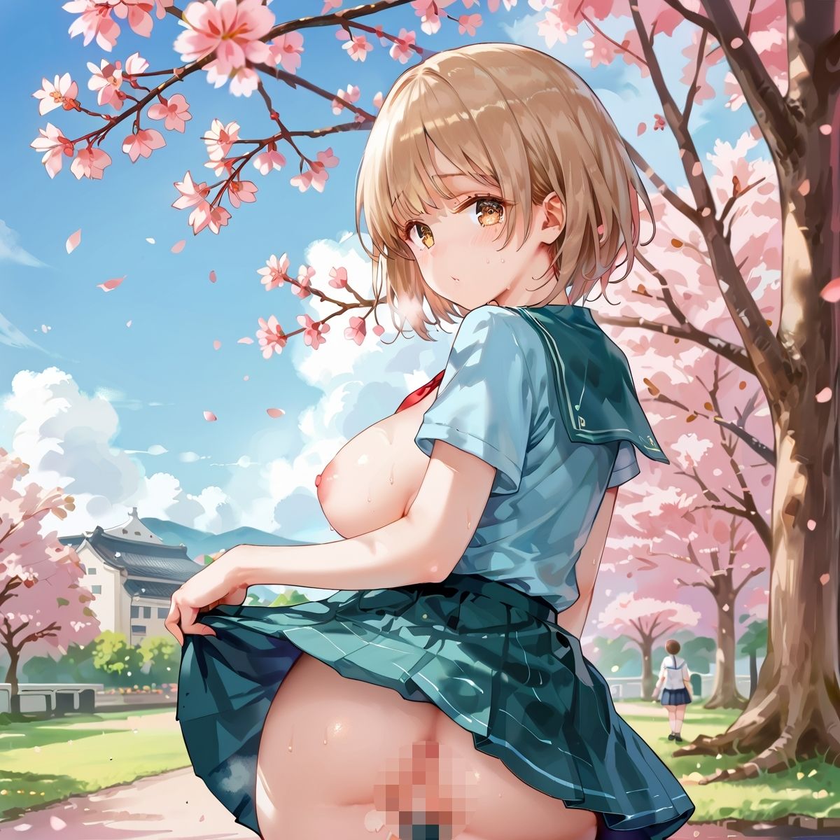 サンプル画像1:性欲満開！桜の下で巨乳女学生に大量中出し第十集(癒しエロっち) [d_533577]