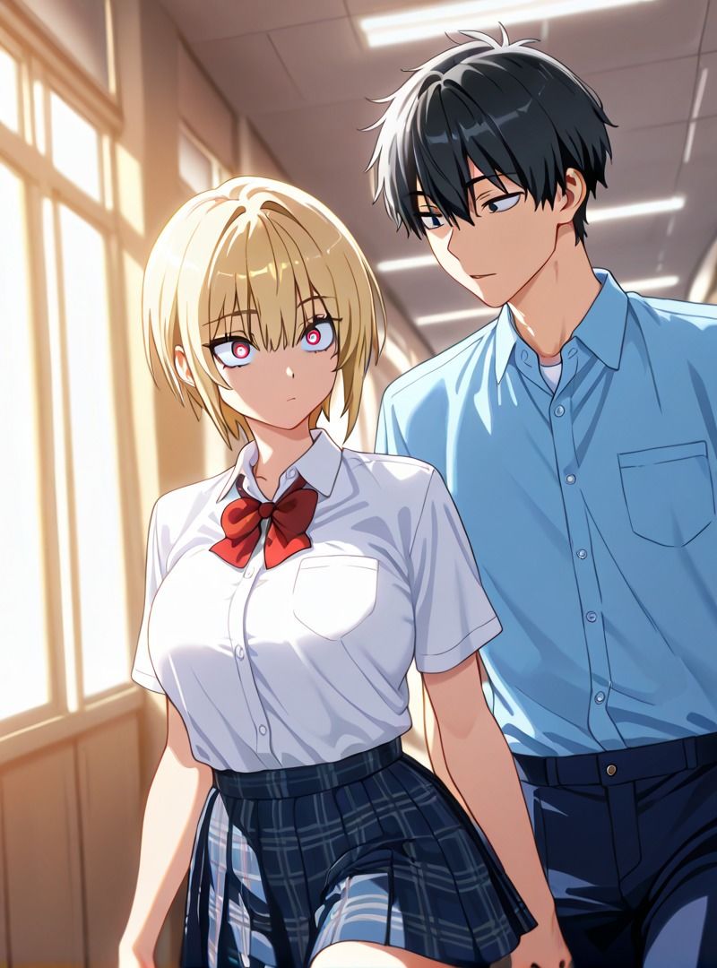 サンプル画像1:僕の彼女は目付きが悪い(謎の光) [d_533742]