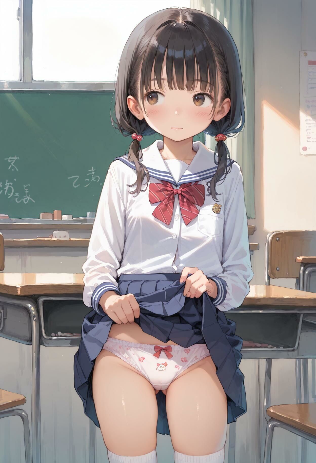 おさげの女子校生のパンティちょっと見せるだけだからね1