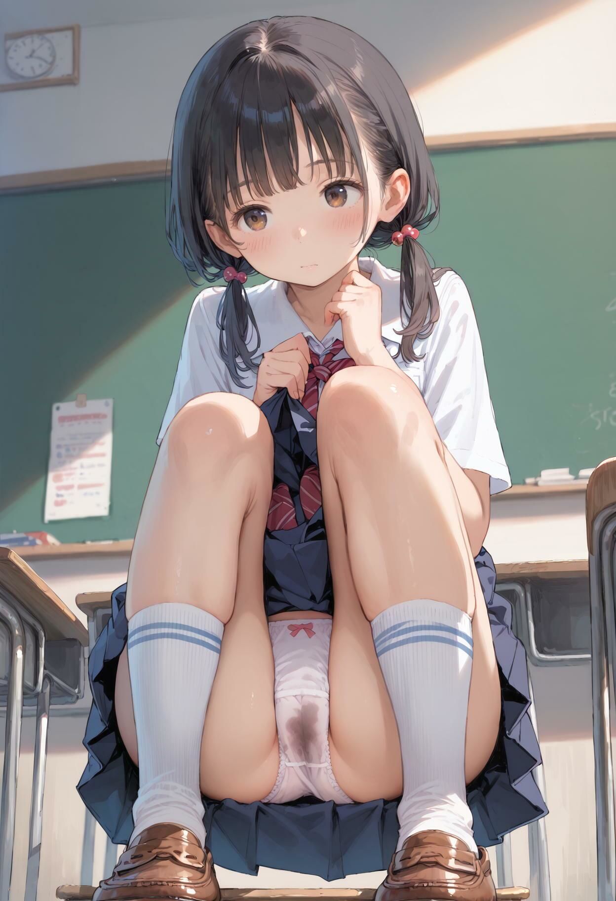 サンプル画像5:おさげの女子校生のパンティちょっと見せるだけだからね(AI_Shiteru) [d_533781]