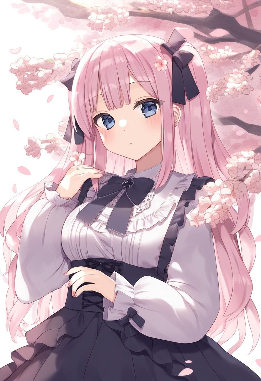 サンプル画像1:桜とゴスロリ少女(AIグラビア研究所) [d_533993]