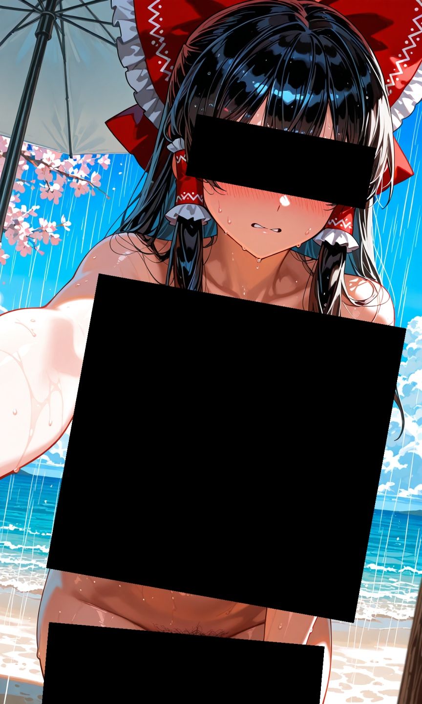 サンプル画像1:魔理沙は霊夢のえっちな写真を撮りたいようです。〜春の雨の昼の海編〜(ゆるふわ研究所) [d_534141]