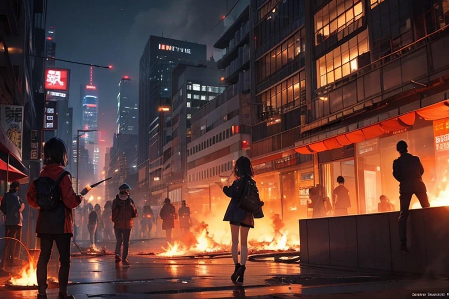 サンプル画像5:火災・消防車  背景素材(豊川内角) [d_534927]