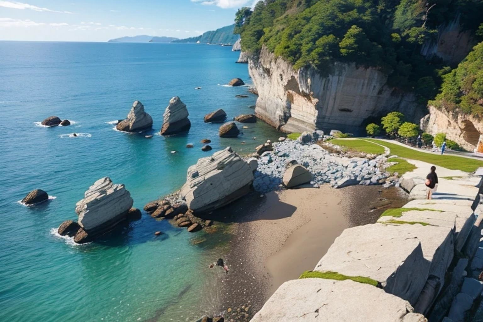 サンプル画像1:岩場・崖  背景素材(豊川内角) [d_534934]