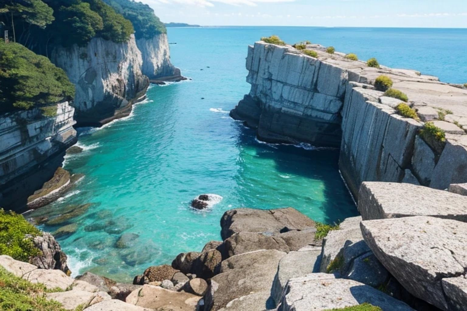 サンプル画像2:岩場・崖  背景素材(豊川内角) [d_534934]