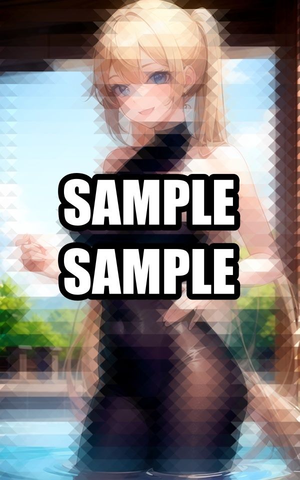 サンプル画像2:プールで遊ぶブロンド美女(AIそんそん) [d_535697]