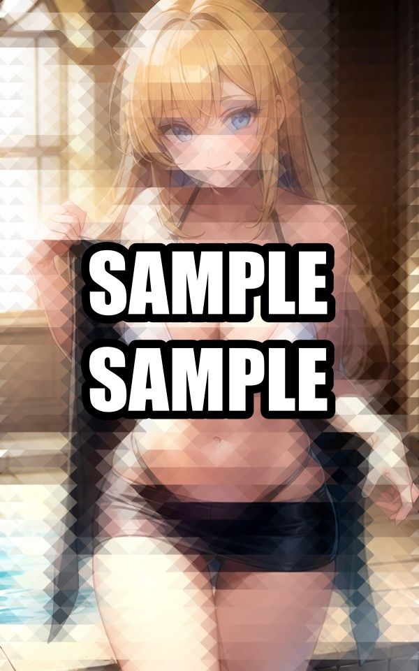 サンプル画像3:プールで遊ぶブロンド美女(AIそんそん) [d_535697]