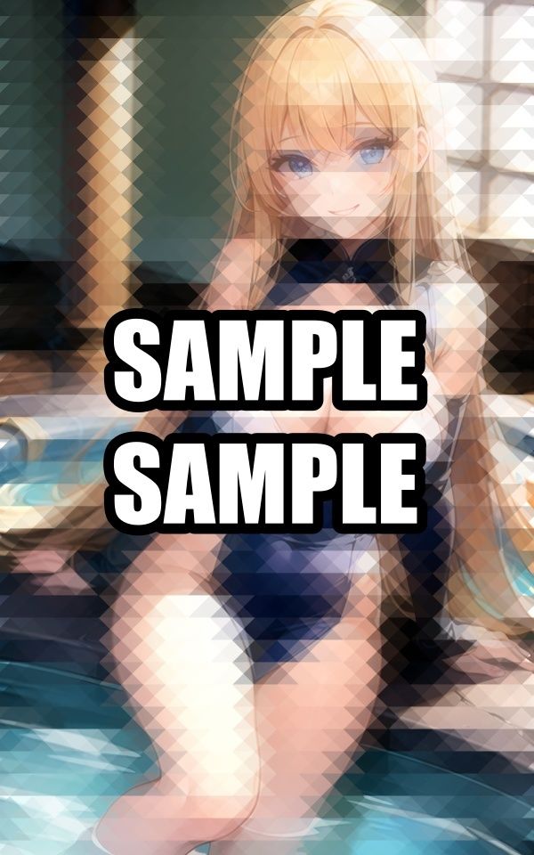 サンプル画像4:プールで遊ぶブロンド美女(AIそんそん) [d_535697]