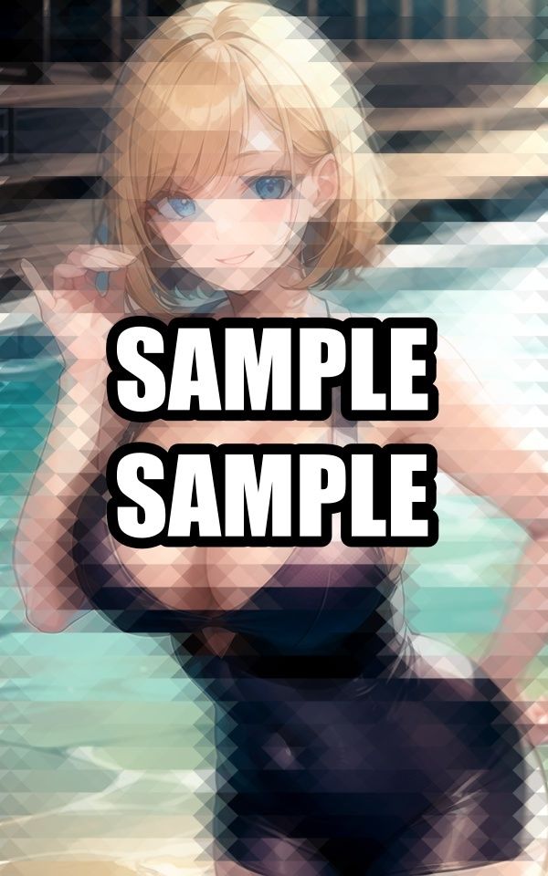 サンプル画像5:プールで遊ぶブロンド美女(AIそんそん) [d_535697]