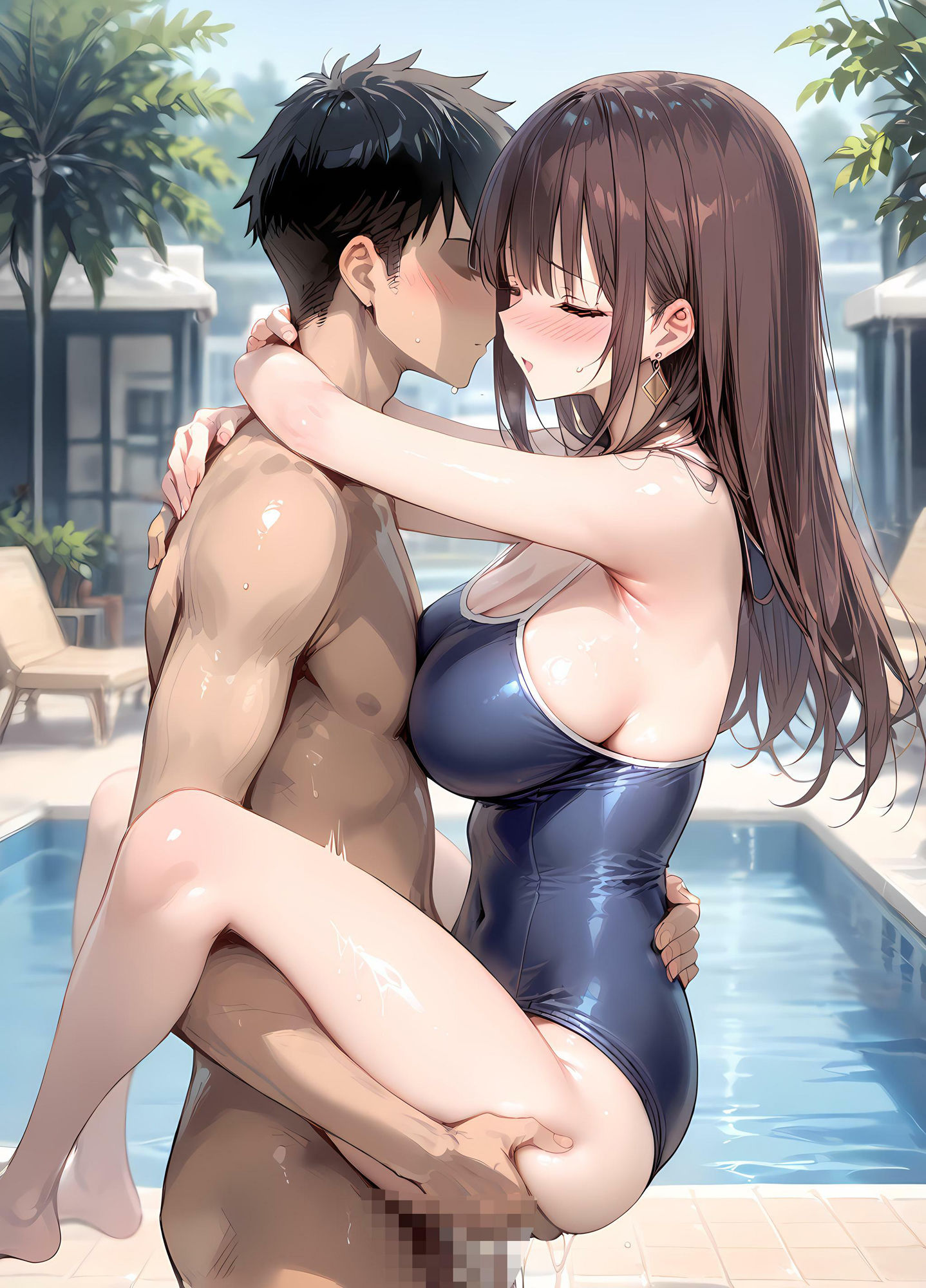 サンプル画像5:プールサイドでスク水お姉さんにズコバコ種付け性交(しろぐみ) [d_535747]