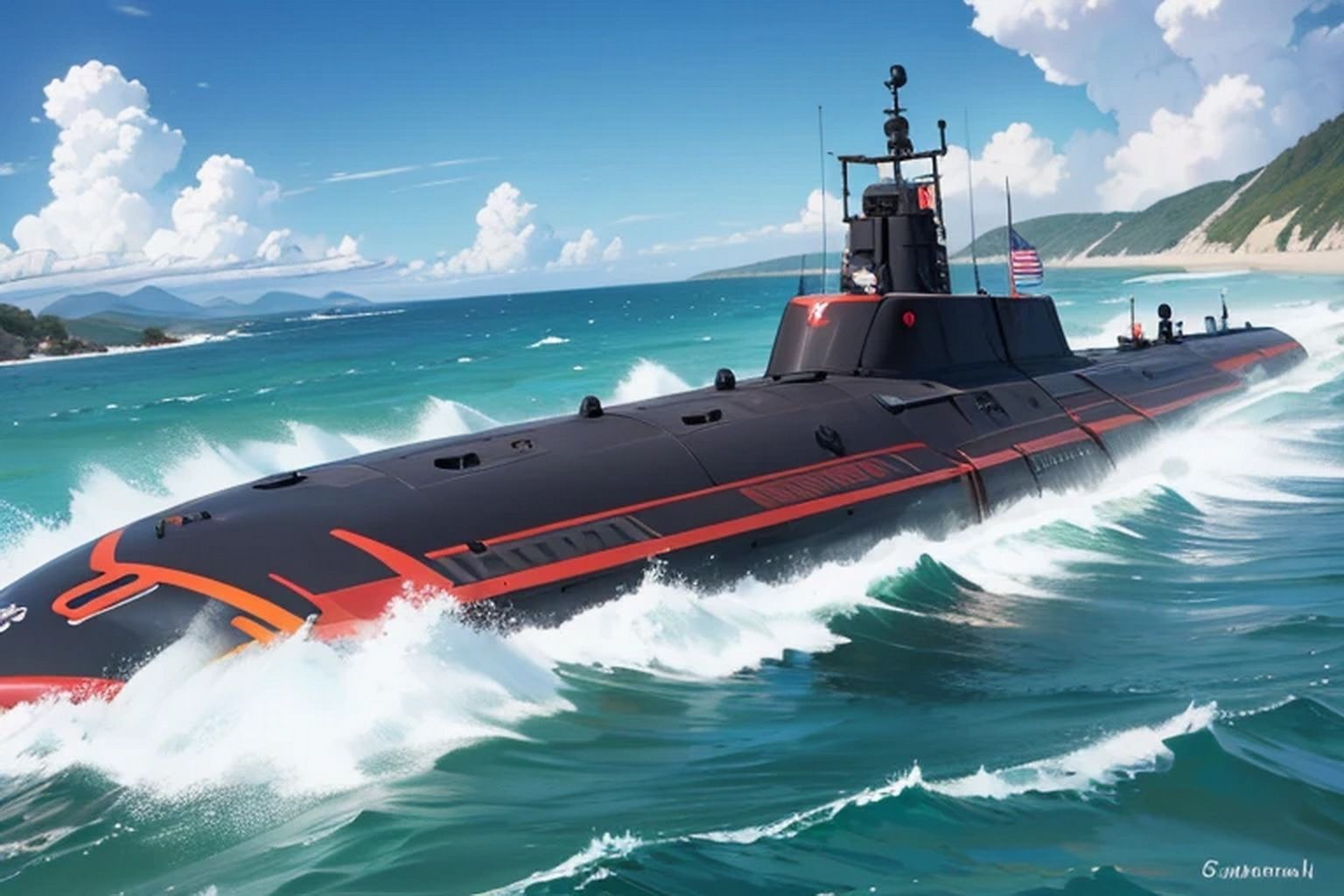 サンプル画像3:潜水艦  素材(豊川内角) [d_535898]