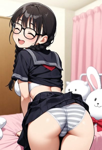 サンプル画像1:AIイラスト漫画 好美ちゃん 〜奥手で恥ずかしがり屋の三つ編みメガネちゃん〜(sukosukoAI) [d_536383]