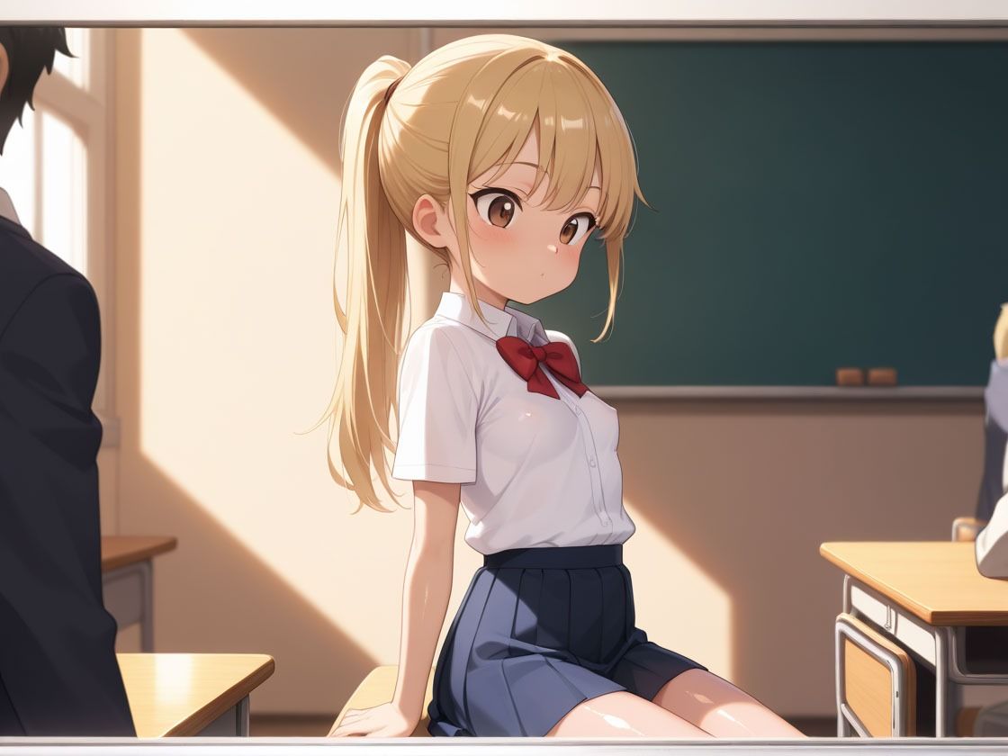 サンプル画像1:ちっぱい娘と休み時間に…「こっそり挿れちゃう？」(オムライスくん) [d_536803]