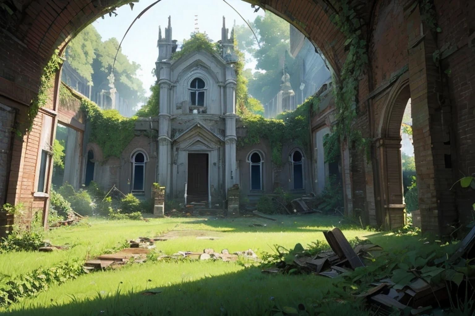 サンプル画像1:廃城  背景素材(豊川内角) [d_536904]