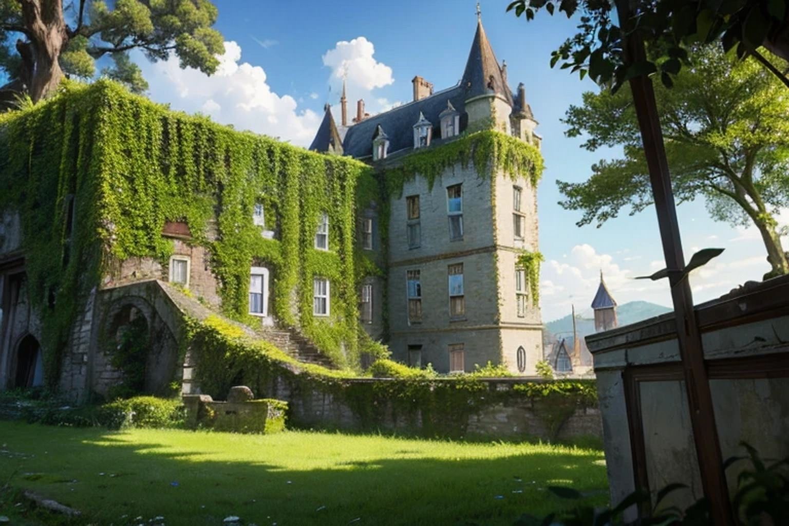 サンプル画像2:廃城  背景素材(豊川内角) [d_536904]