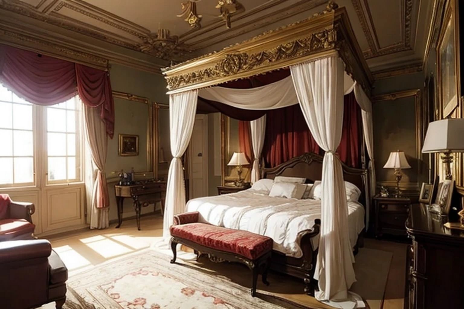 サンプル画像1:貴族の寝室  背景素材(豊川内角) [d_536923]