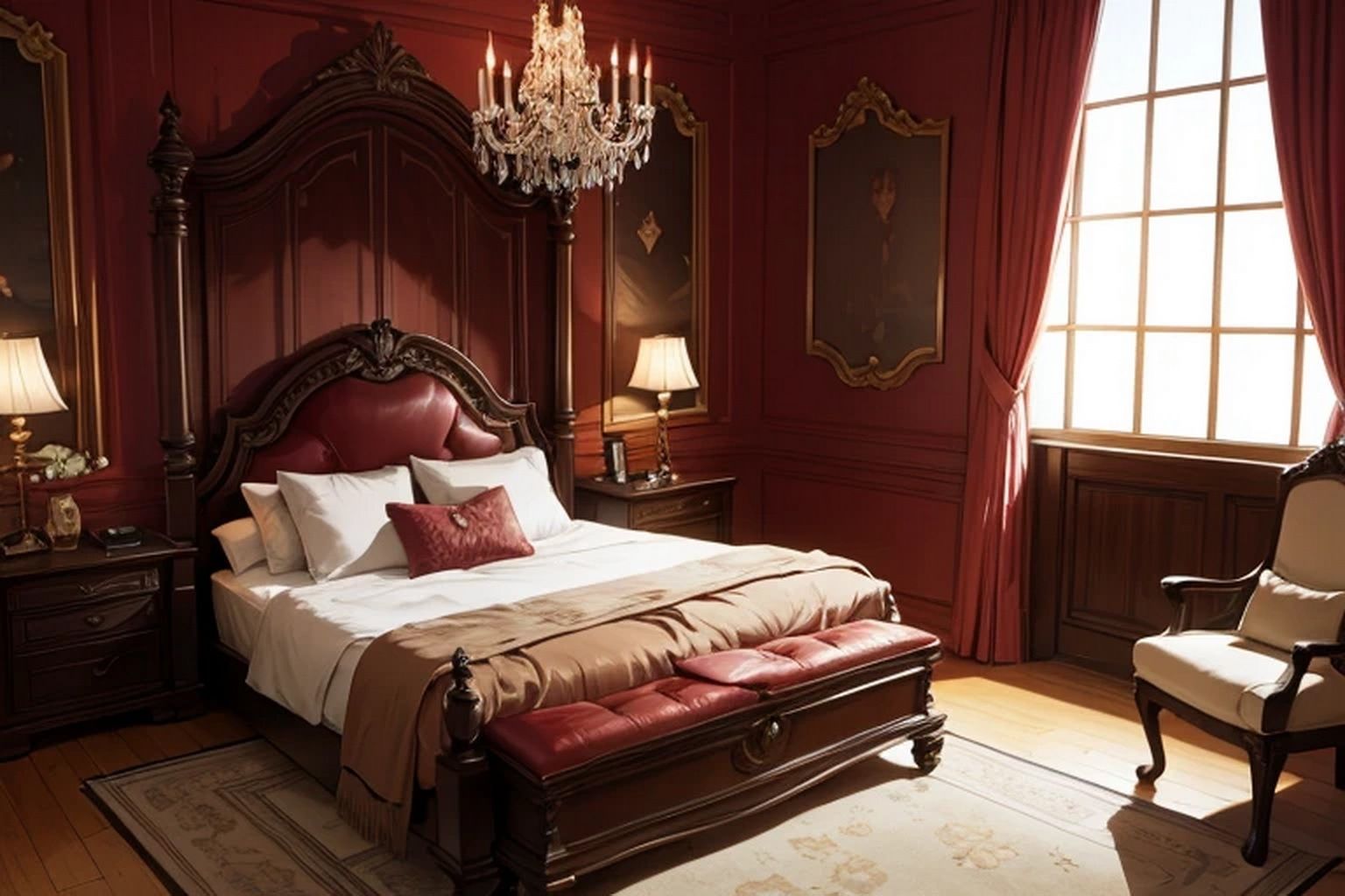 サンプル画像5:貴族の寝室  背景素材(豊川内角) [d_536923]