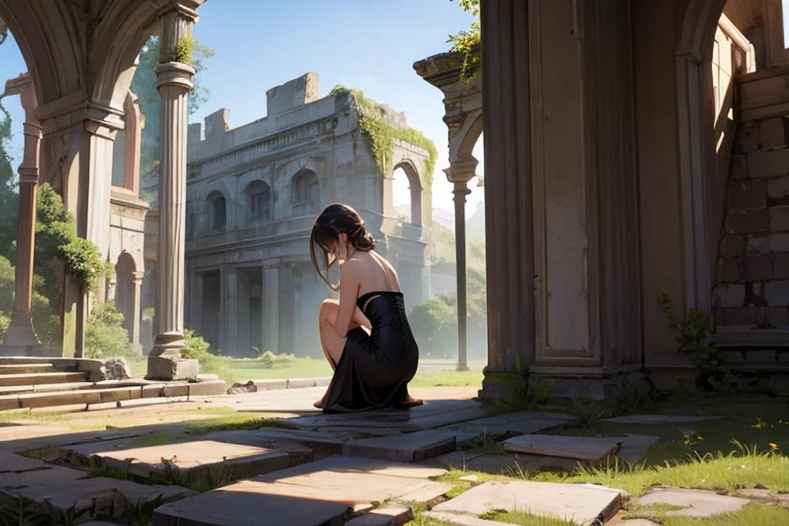 サンプル画像4:遺跡観光  背景素材(豊川内角) [d_536928]