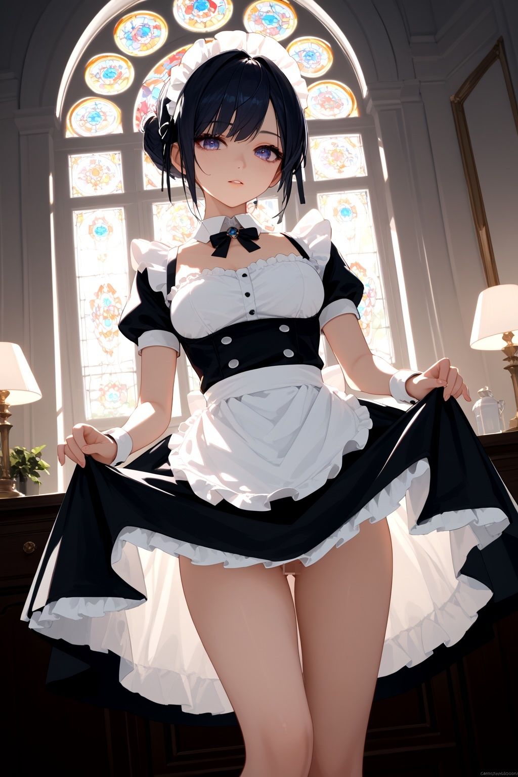 サンプル画像1:メイドがご主人様だけに魅せる大胆な姿！(ピンクパレット) [d_537408]