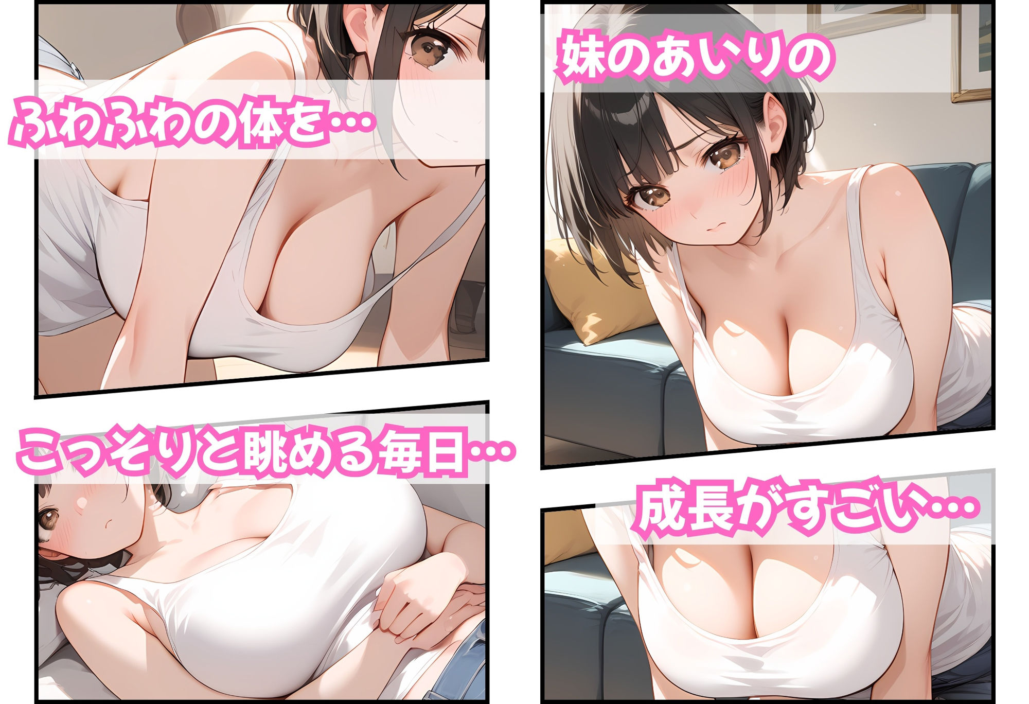 サンプル画像1:妹の巨乳をチラ見してるのがバレて何度も中出しさせてもらう話(どまんなか) [d_537467]