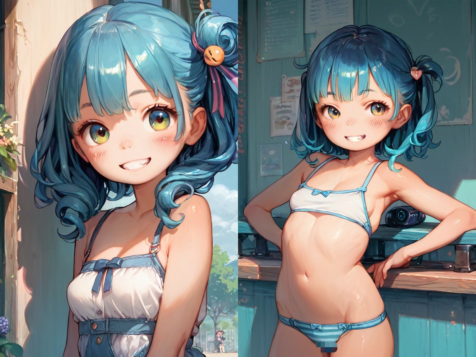 サンプル画像1:妹みたいなちっぱい青髪女の子とセックスしまくった【ボテ腹あり】(メスの本能) [d_537499]