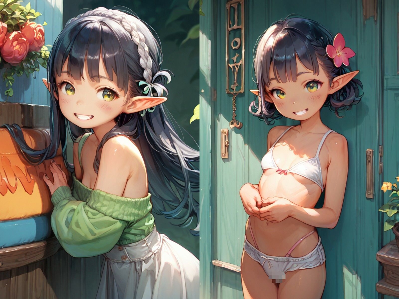 サンプル画像1:妹みたいなちっぱい黒髪エルフとセックスしまくった【ボテ腹あり】(メスの本能) [d_537501]