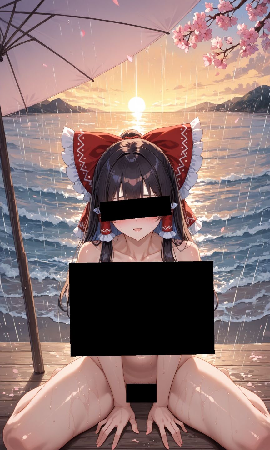 サンプル画像5:魔理沙は霊夢のえっちな写真を撮りたいようです。〜春の雨の夕方の海編〜(ゆるふわ研究所) [d_537801]