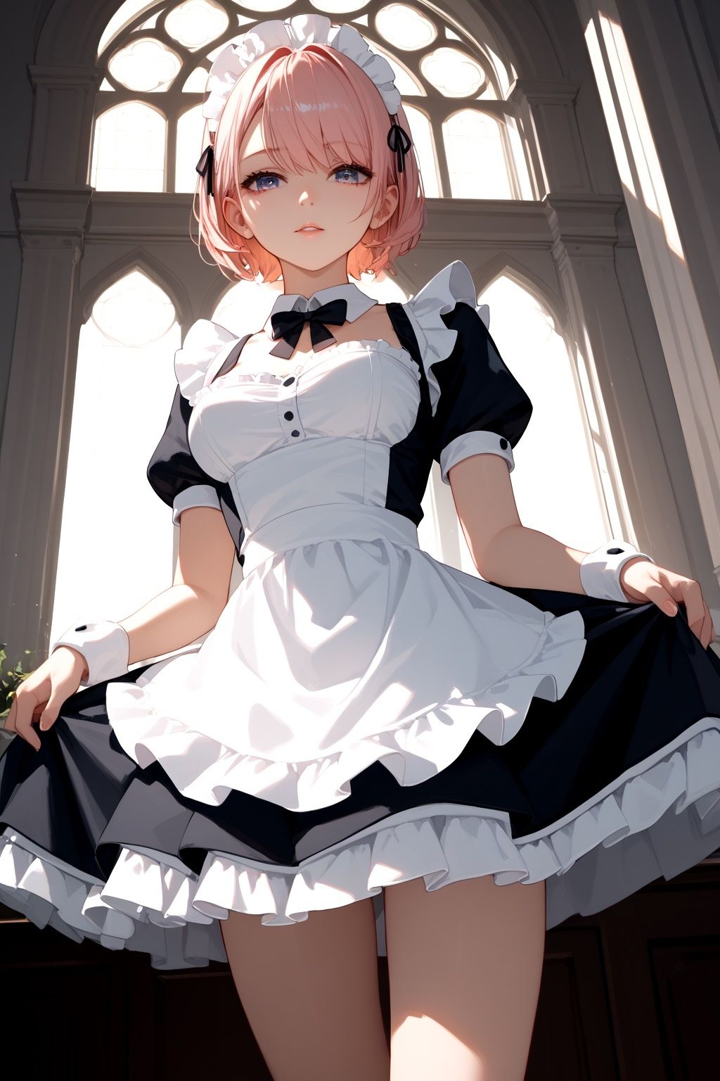 サンプル画像1:メイドが魅せるご主人様への大胆奉仕の姿！(ピンクパレット) [d_538052]