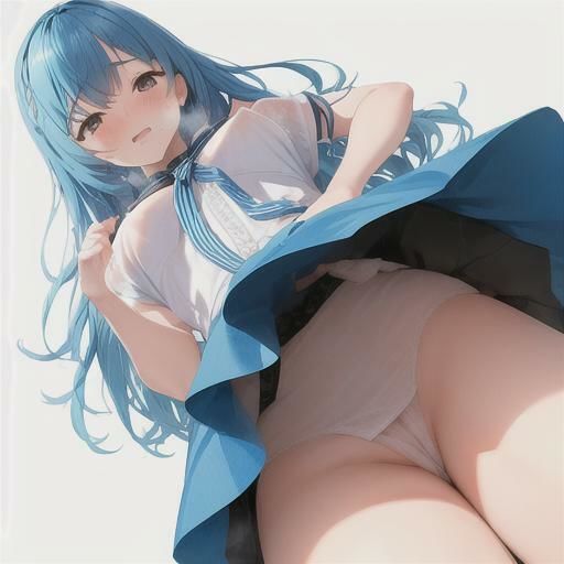 サンプル画像2:スカートの中、見せてもらってイイですか？  青髪ちゃん編(まんまんちん) [d_538882]