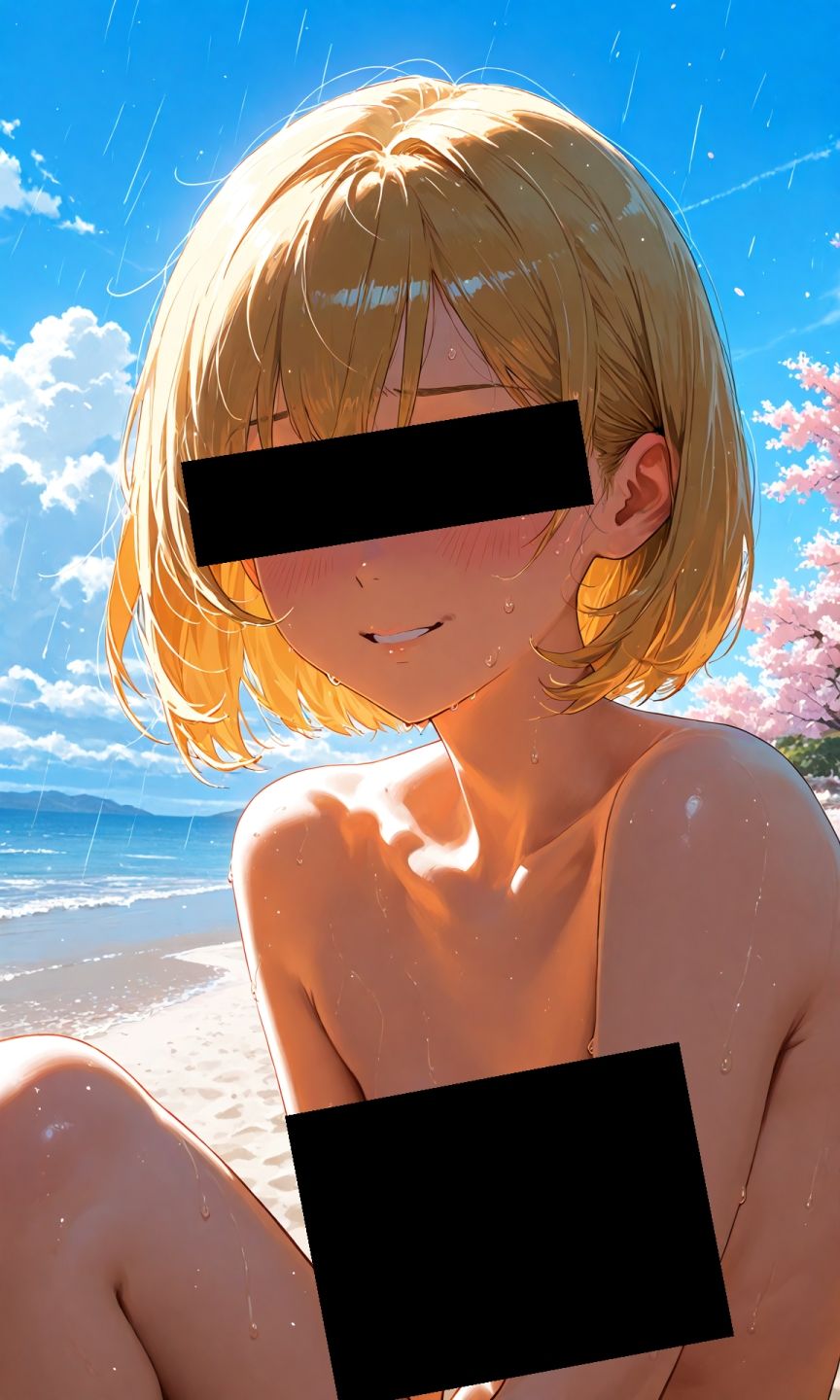 サンプル画像1:金髪貧乳美少女のえっちな写真集〜春の雲の多い昼の海編〜(ゆるふわ研究所) [d_539680]