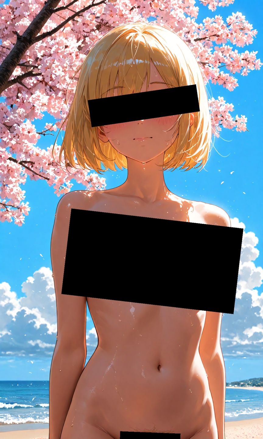 サンプル画像2:金髪貧乳美少女のえっちな写真集〜春の雲の多い昼の海編〜(ゆるふわ研究所) [d_539680]