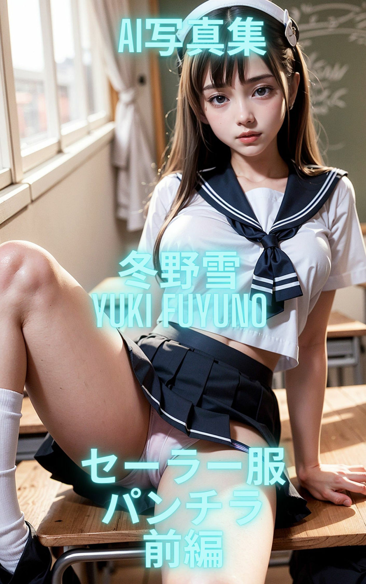 サンプル画像3:AI写真集 冬野雪 Yuki Fuyuno セーラー服パンチラ(Premium Girls) [d_539695]