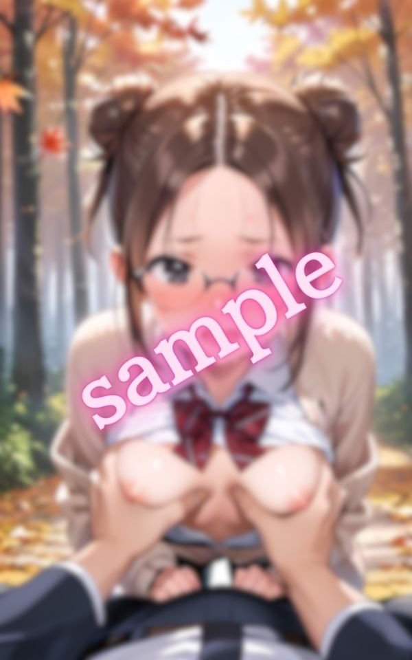 制服コスプレ巨乳美女のおっぱいを野外で揉む画像集 サンプル3