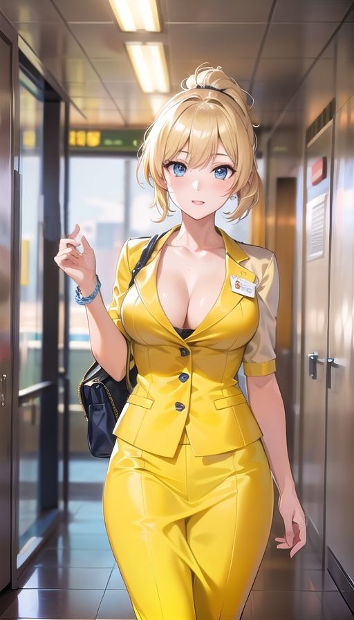 サンプル画像2:金髪ギャルキャビンアテンダント(くろめあい) [d_540223]