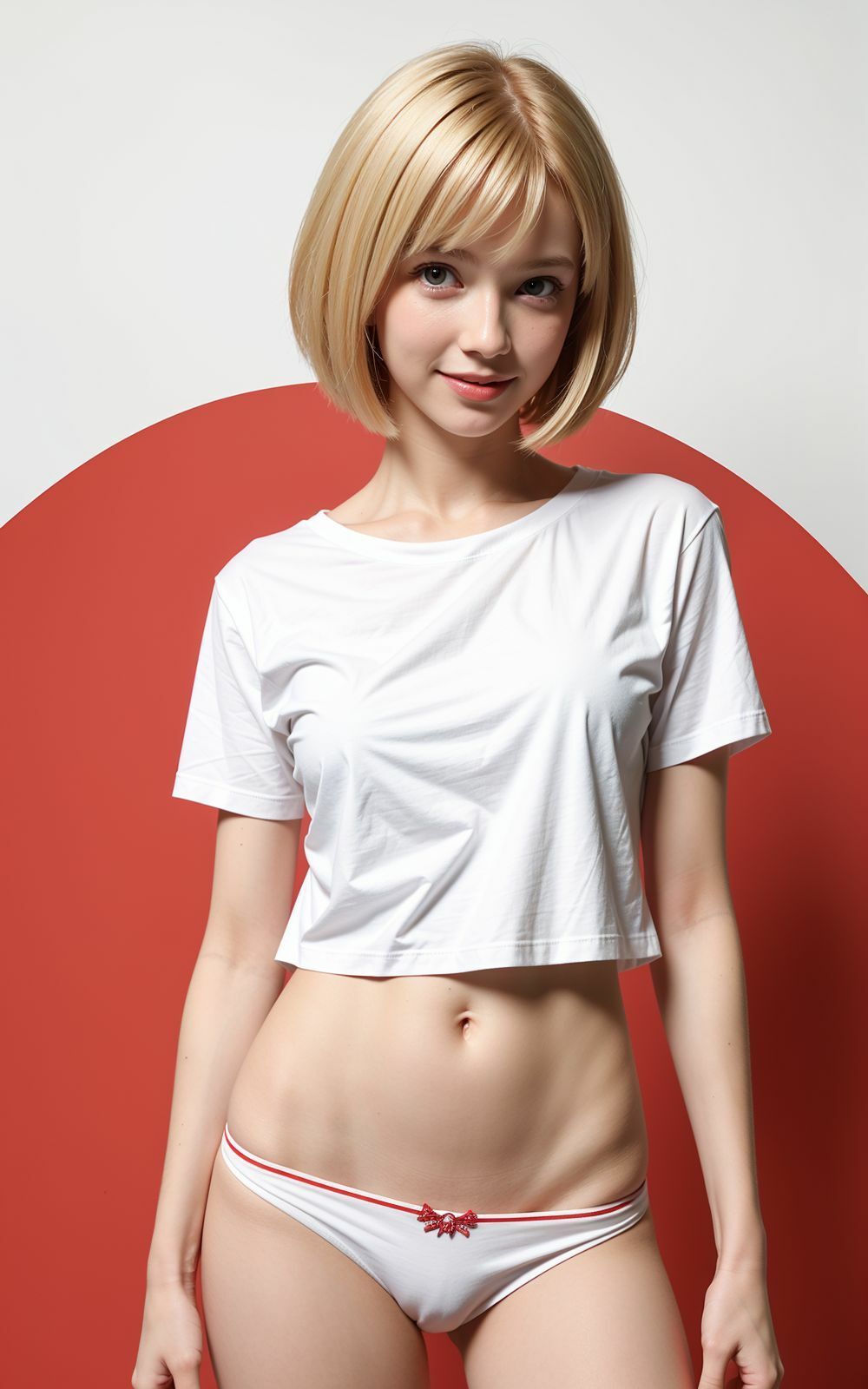 サンプル画像2:Red ＆ White シャツ＆パンティ(AI ヤン) [d_540273]