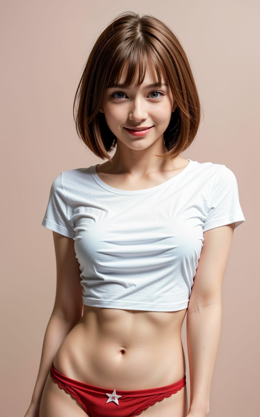 サンプル画像3:Red ＆ White シャツ＆パンティ(AI ヤン) [d_540273]