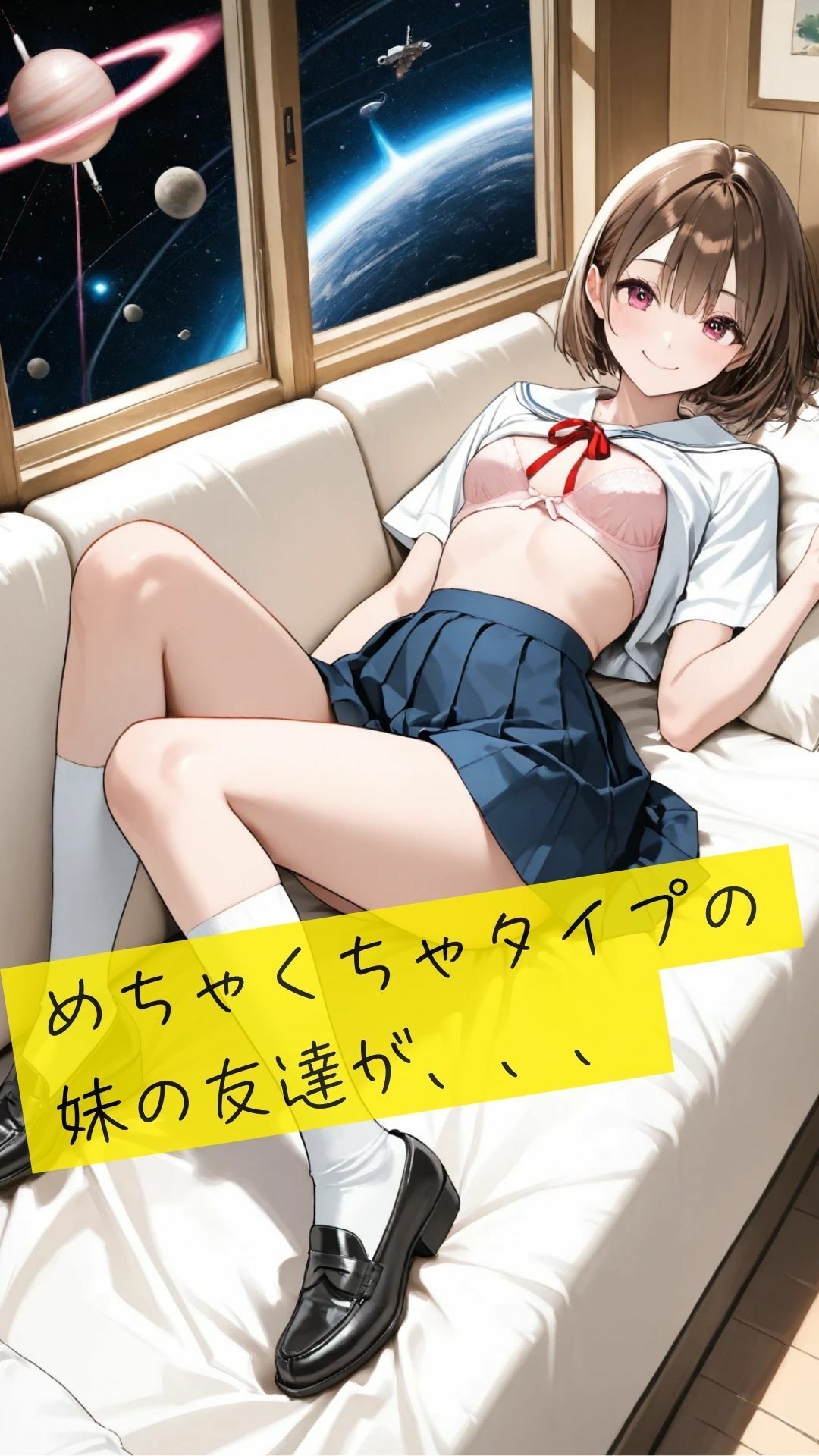 サンプル画像1:妹の友達のパンチラを見てるのがバレて怒られるかと思ったらやらせてくれた(きれいなAIお姉さん) [d_540627]