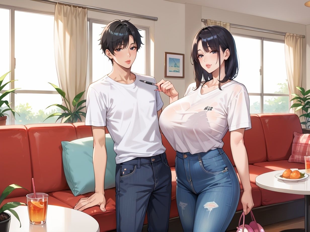 サンプル画像1:彼女のエロむち母と 彼女に内緒で制服えっち(妄想マカロン) [d_540788]