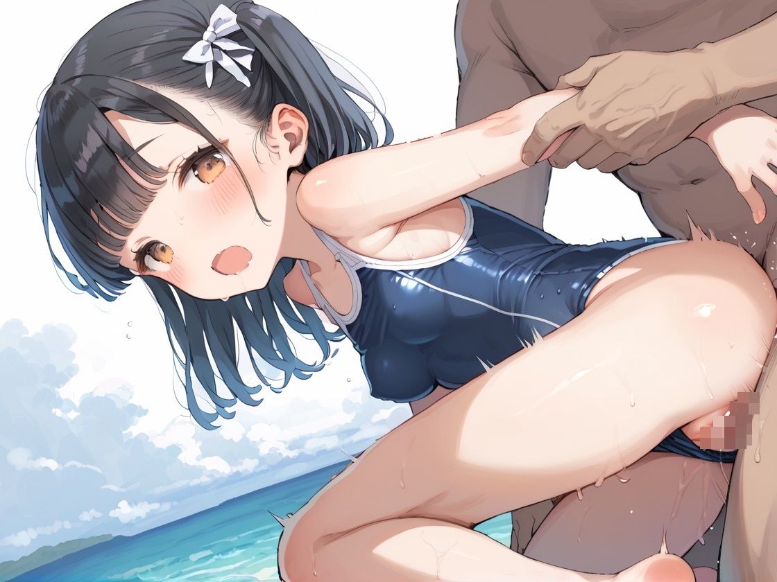 サンプル画像3:ビーチで見つけた○リ巨乳を隠れて種付けプレス(にょん) [d_540923]