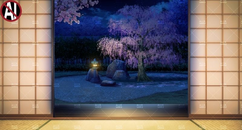 みにくる背景CG素材集『桜の日本庭園』3