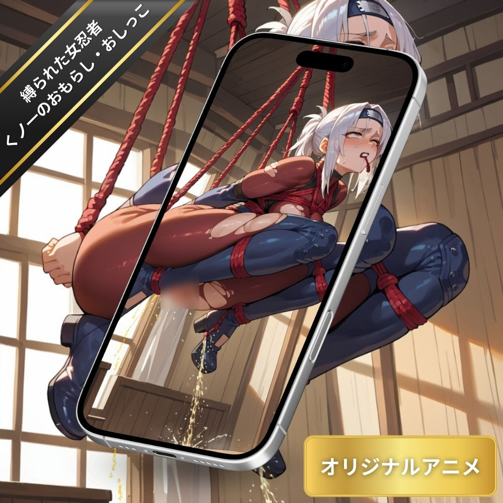 サンプル画像5:【変態エロアニメ】潜入がバレてしまい縛られた女忍者・くノ一のおもらし・放尿・おしっこフェチ「もう、我慢できない、、漏れちゃう」(臭い足の女子) [d_541341]