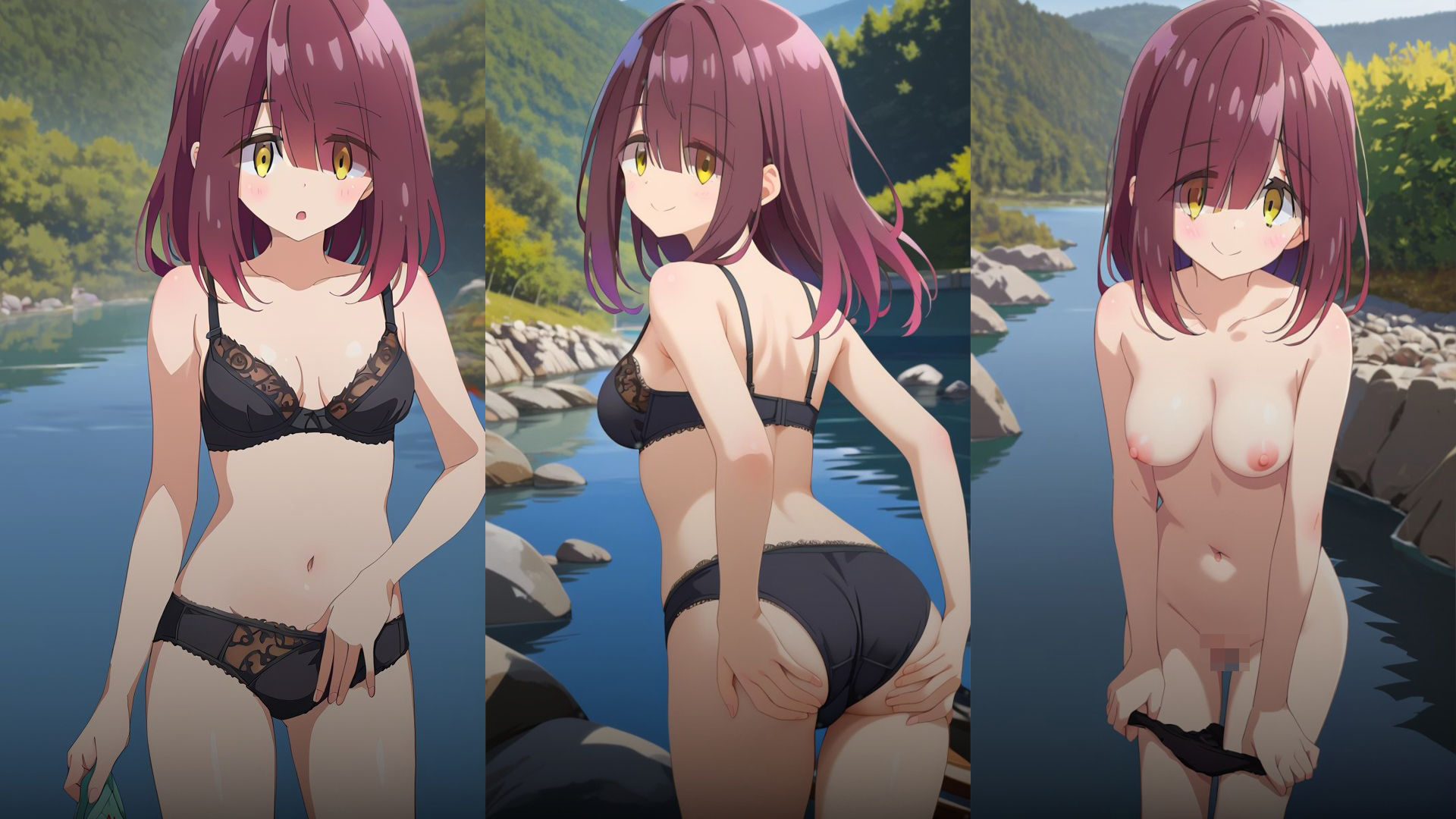 サンプル画像1:川でゆる〜く野外露出(PeachPoint) [d_541375]