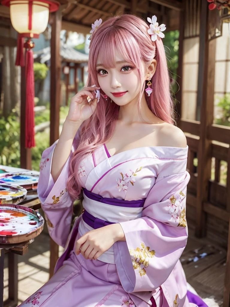 サンプル画像1:紅桜夢幻:ピンク髪の花魁絵巻(夢幻出版2) [d_541598]