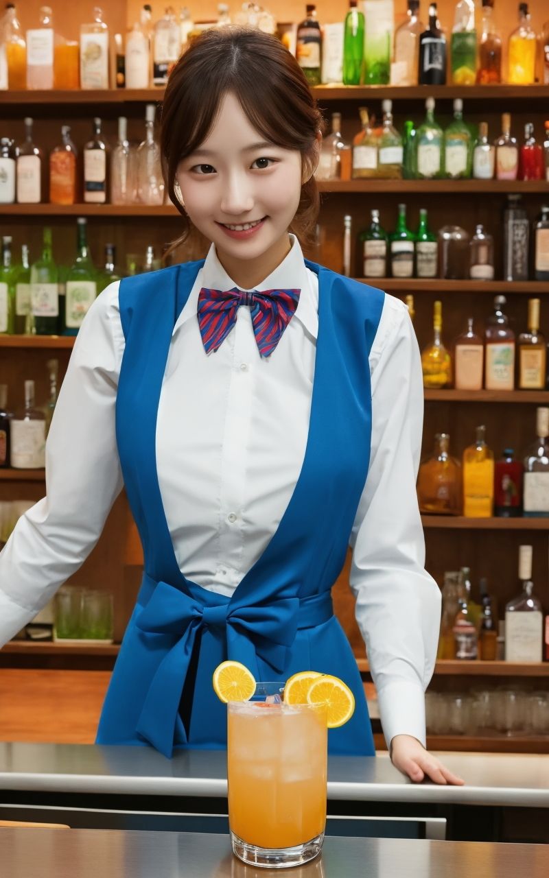 サンプル画像1:AI美女写真集┃バーテンダーの乙女(AI美女写真集┃清楚な大人) [d_542152]