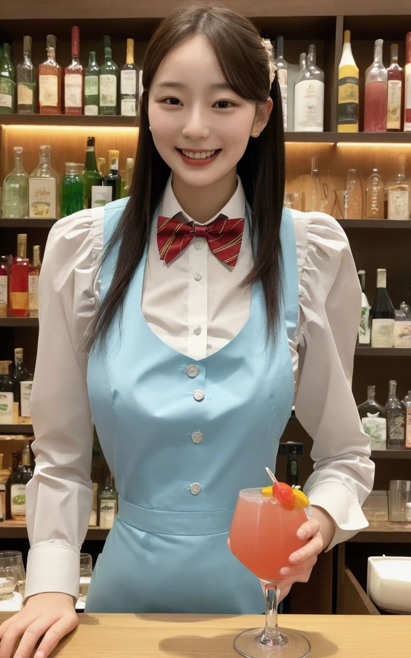 サンプル画像2:AI美女写真集┃バーテンダーの乙女(AI美女写真集┃清楚な大人) [d_542152]